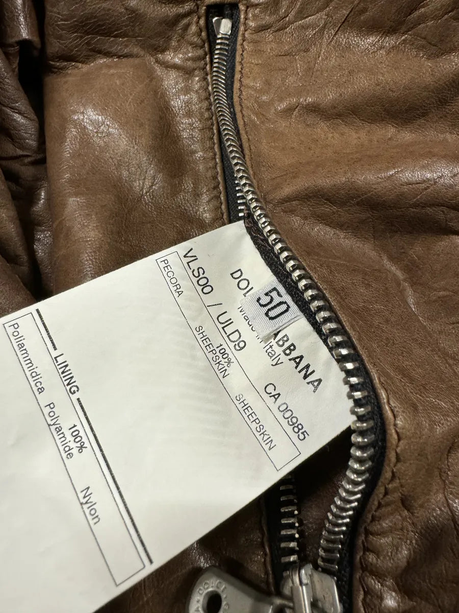SS2004 Dolce & Gabbana Ninja Brown Multi-Zip Leather Jacket bihQrst 10