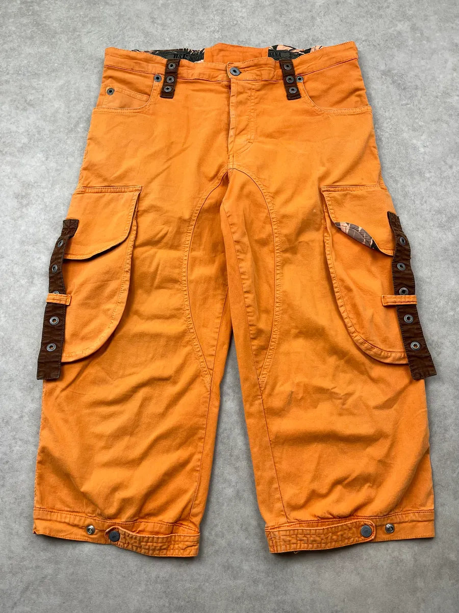 SS2004 Dolce & Gabbana Orange Cargo Parachute Shorts lKGBOHU 0