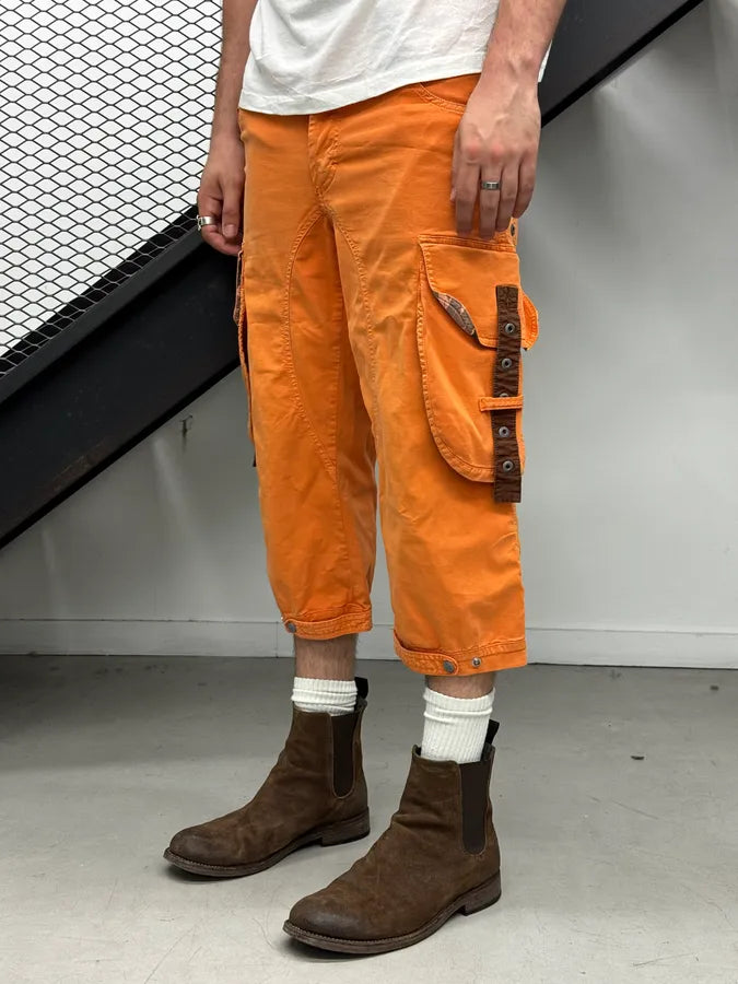 SS2004 Dolce & Gabbana Orange Cargo Parachute Shorts lKGBOHU 2