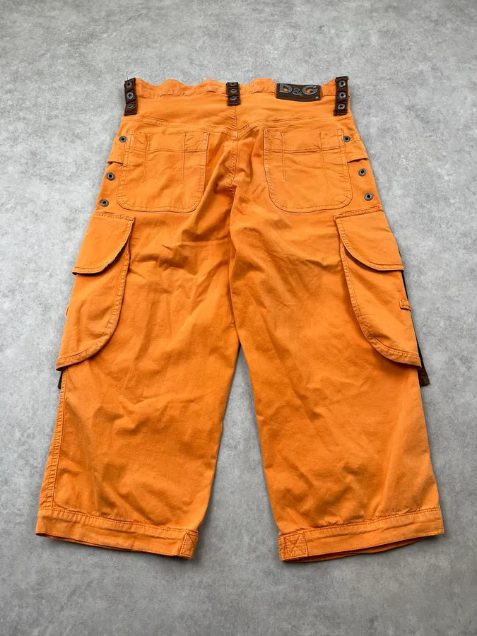 SS2004 Dolce & Gabbana Orange Cargo Parachute Shorts lKGBOHU 6