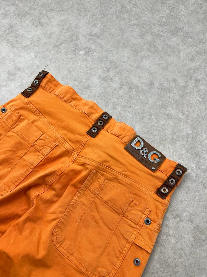 SS2004 Dolce & Gabbana Orange Cargo Parachute Shorts lKGBOHU 8
