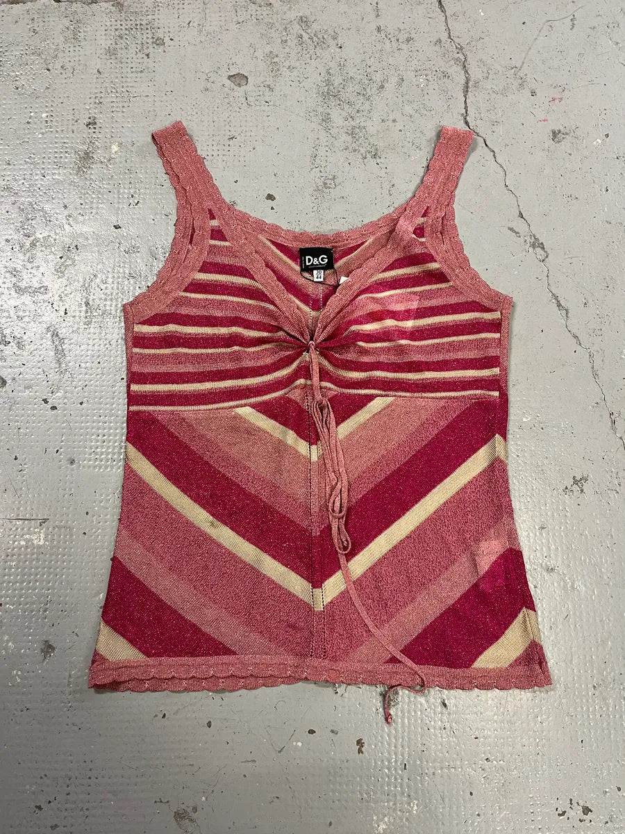 SS2004 Dolce & Gabbana Pink White Tank Tops eyTVTSK 0