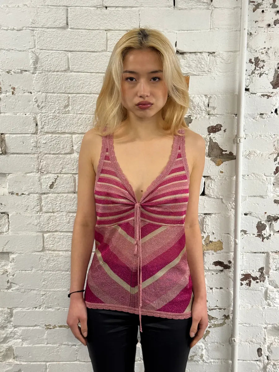 SS2004 Dolce & Gabbana Pink White Tank Tops eyTVTSK 1