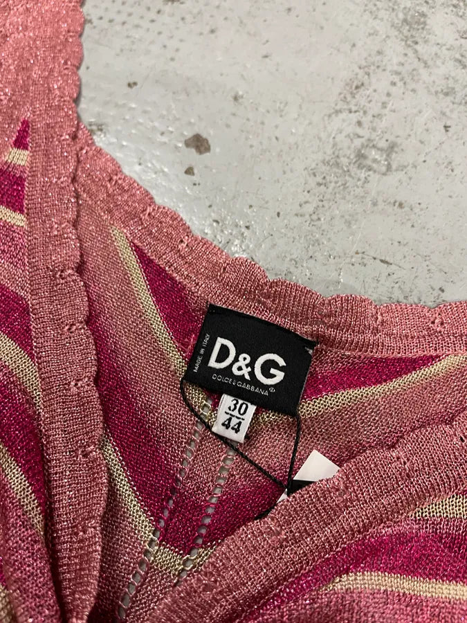 SS2004 Dolce & Gabbana Pink White Tank Tops eyTVTSK 5