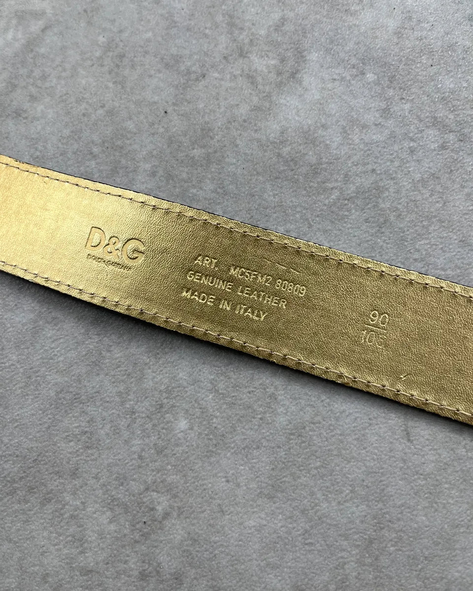 SS2004 Dolce & Gabbana Purple Python Effect Logo Buckle Leather Belt woomUzp 7