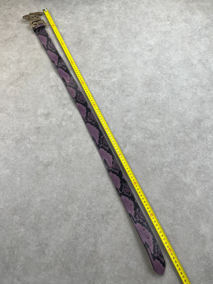 SS2004 Dolce & Gabbana Purple Python Effect Logo Buckle Leather Belt woomUzp 8