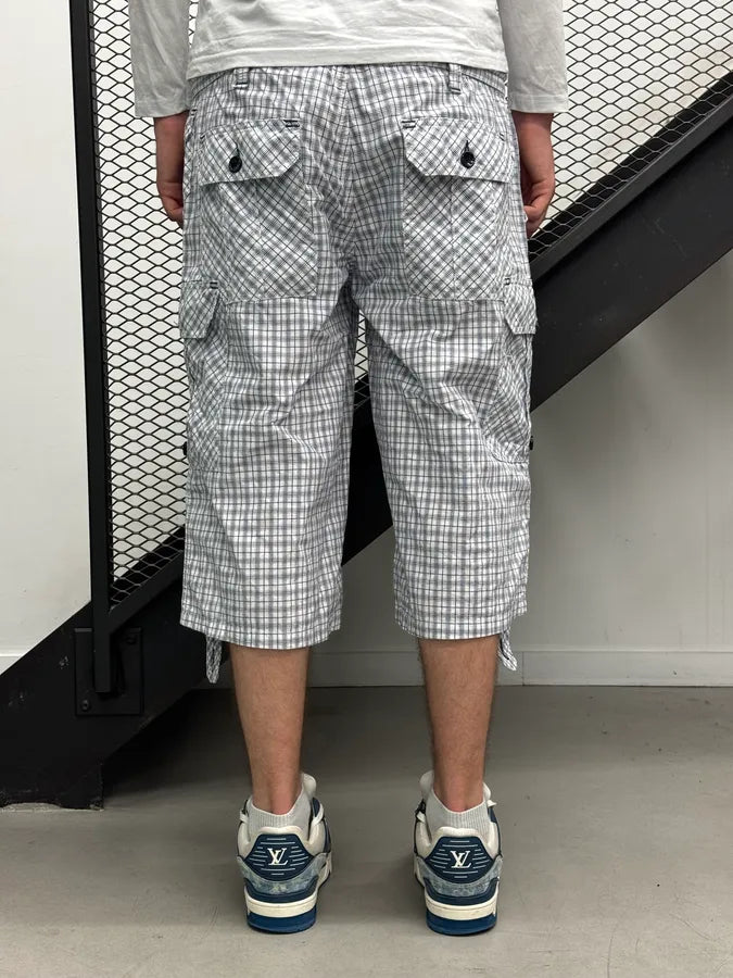SS2004 Dolce & Gabbana White & Blue Checkered Cargo Shorts IwpXASx 2