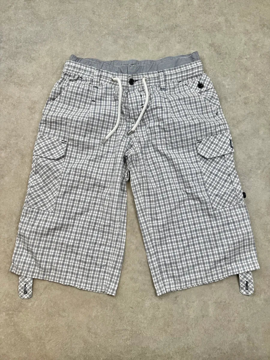SS2004 Dolce & Gabbana White & Blue Checkered Cargo Shorts IwpXASx 3