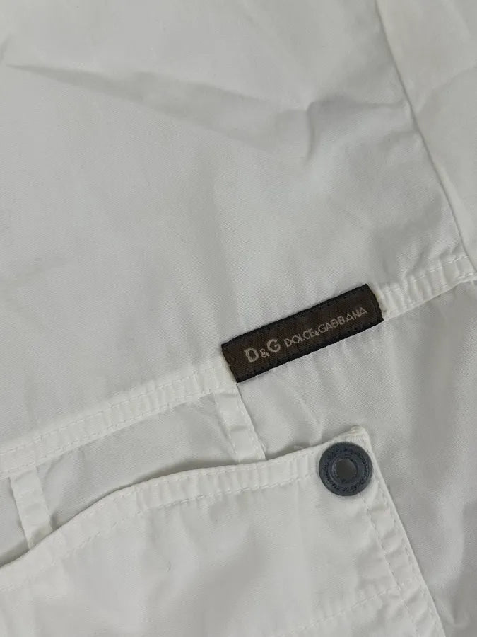SS2004 Dolce & Gabbana White Cargo Ruched Short Sleeve Shirt QDCHzLE 9