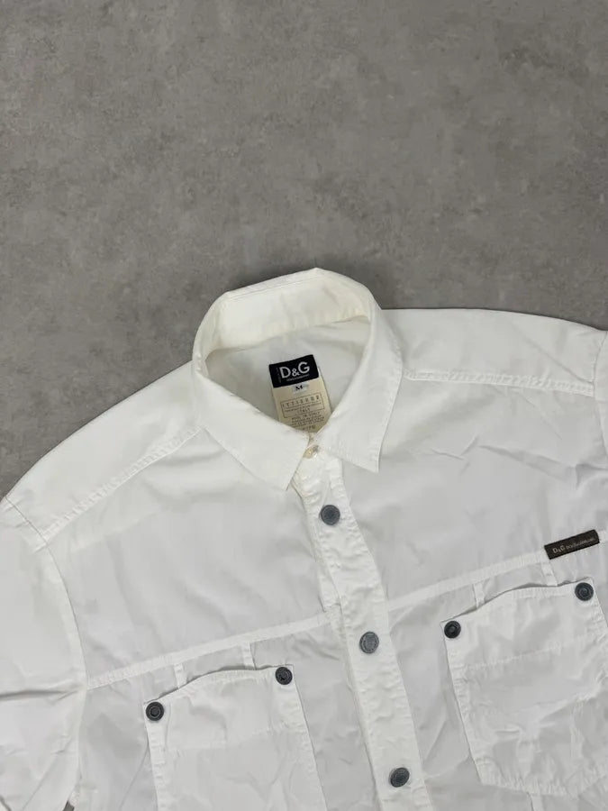 SS2004 Dolce & Gabbana White Cargo Ruched Short Sleeve Shirt QDCHzLE 3