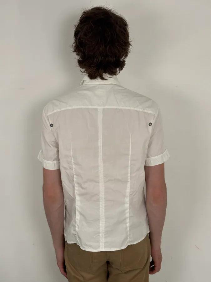 SS2004 Dolce & Gabbana White Cargo Ruched Short Sleeve Shirt QDCHzLE 2