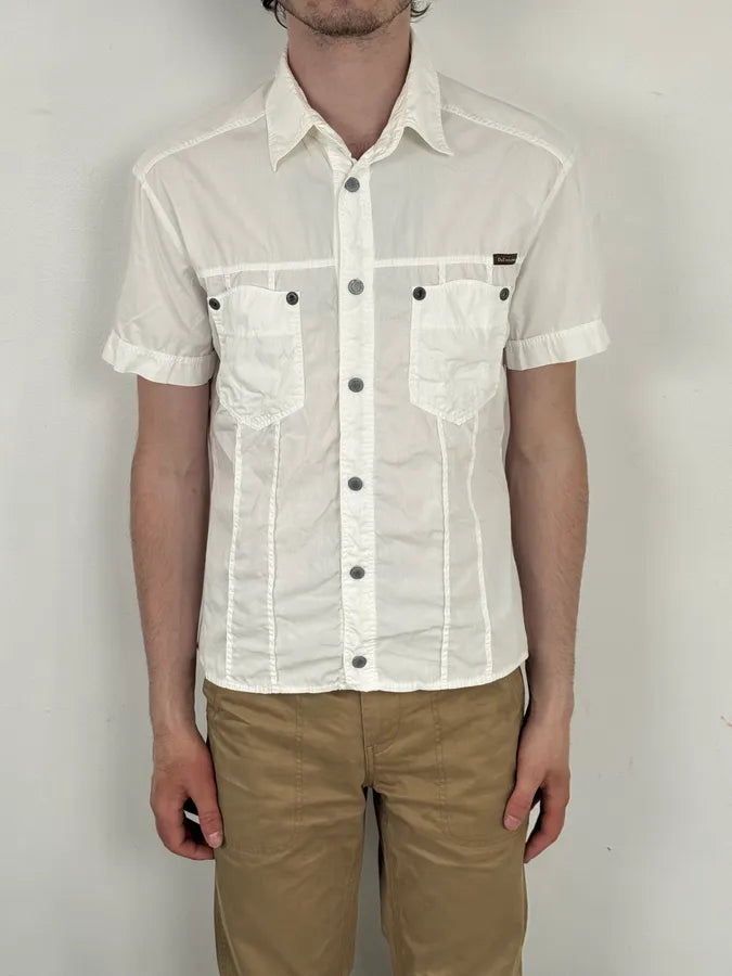 SS2004 Dolce & Gabbana White Cargo Ruched Short Sleeve Shirt QDCHzLE 1