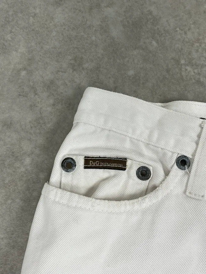SS2004 Dolce & Gabbana White Distressed Pants fACXsDl 9