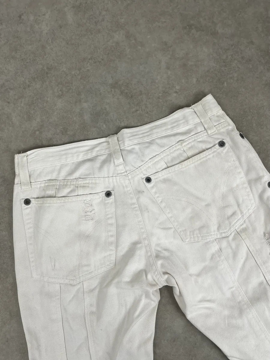 SS2004 Dolce & Gabbana White Distressed Pants fACXsDl 7