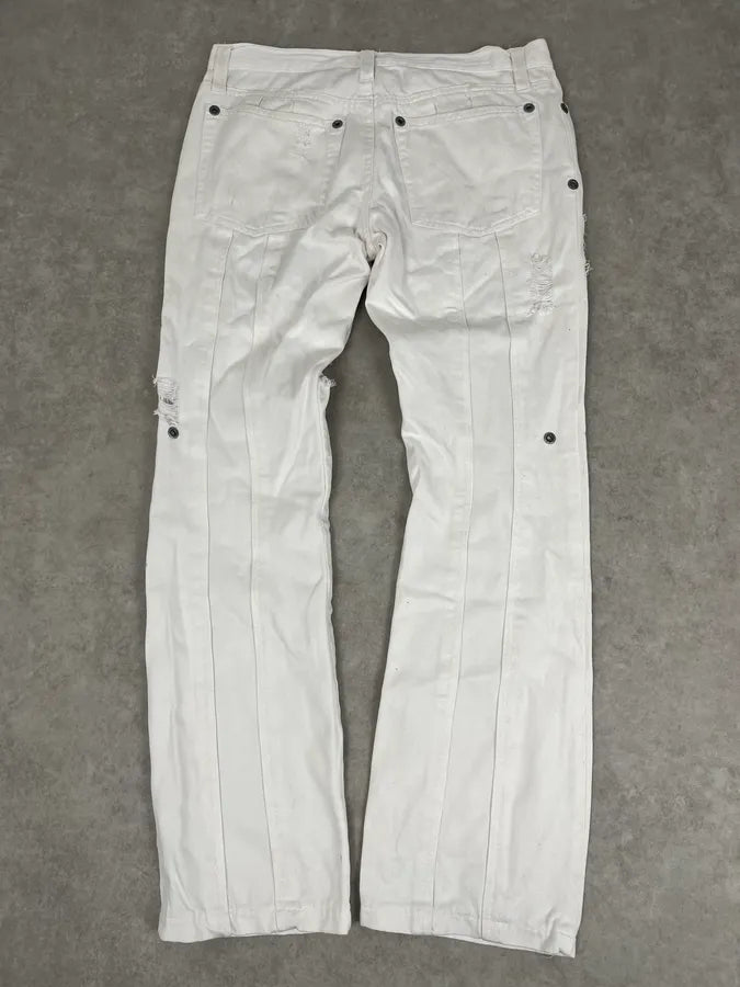 SS2004 Dolce & Gabbana White Distressed Pants fACXsDl 6