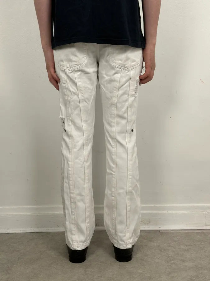 SS2004 Dolce & Gabbana White Distressed Pants fACXsDl 3