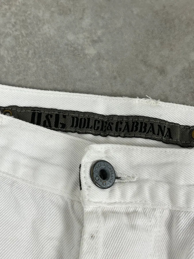 SS2004 Dolce & Gabbana White Distressed Pants fACXsDl 10