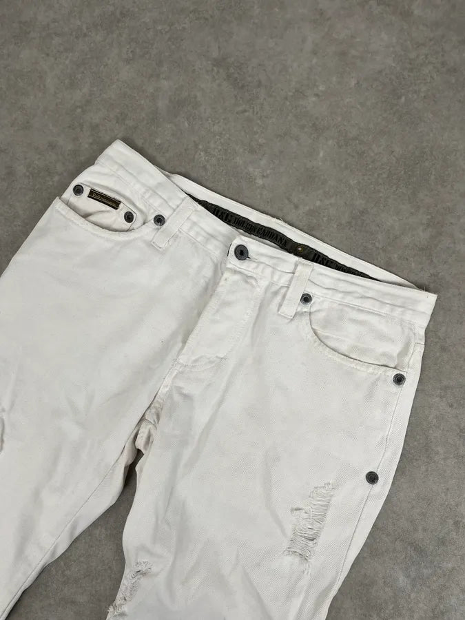 SS2004 Dolce & Gabbana White Distressed Pants fACXsDl 5