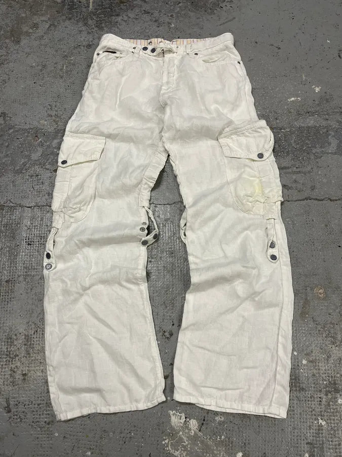 SS2004 Dolce & Gabbana White Linen Cargo Pants ItwxGfF 0
