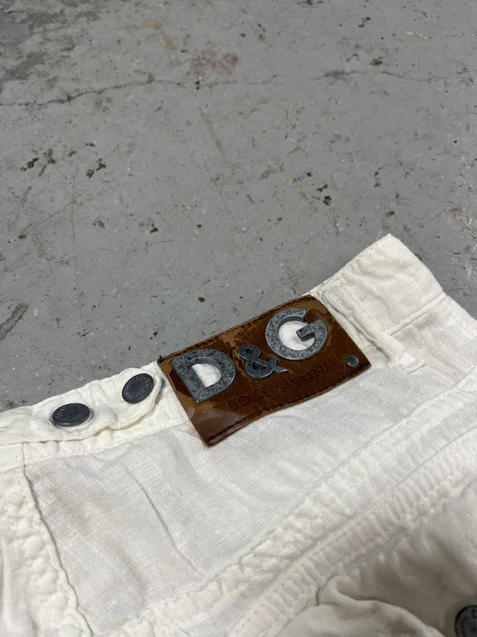 SS2004 Dolce & Gabbana White Linen Cargo Pants ItwxGfF 10