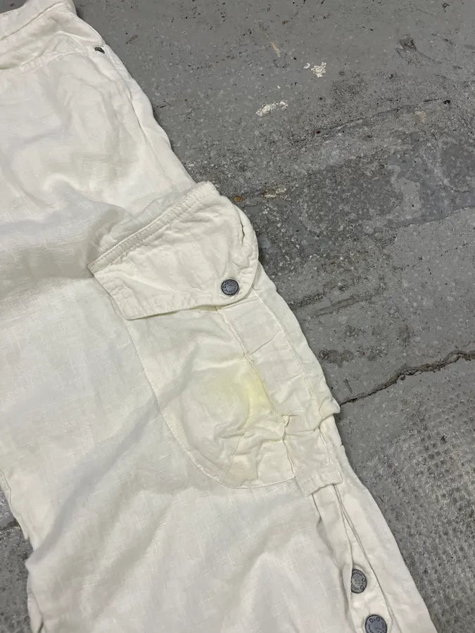 SS2004 Dolce & Gabbana White Linen Cargo Pants ItwxGfF 15