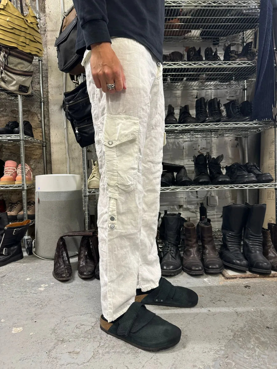 SS2004 Dolce & Gabbana White Linen Cargo Pants ItwxGfF 2