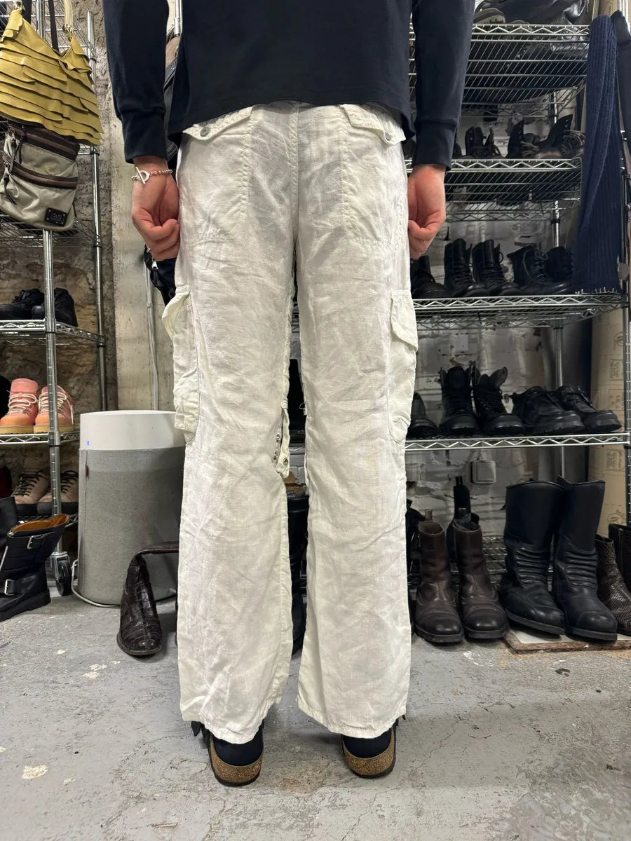 SS2004 Dolce & Gabbana White Linen Cargo Pants ItwxGfF 3