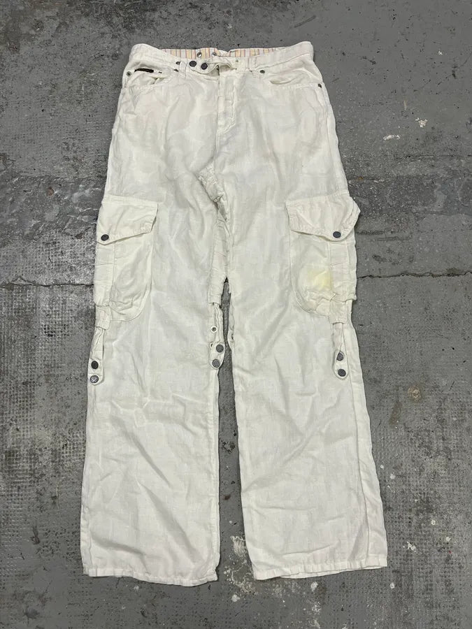 SS2004 Dolce & Gabbana White Linen Cargo Pants ItwxGfF 4
