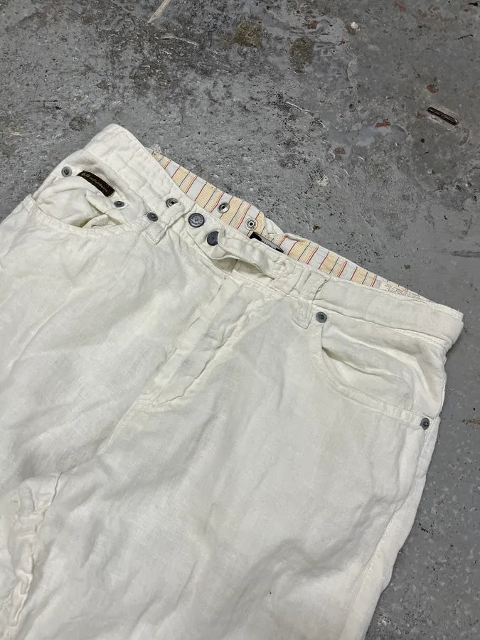 SS2004 Dolce & Gabbana White Linen Cargo Pants ItwxGfF 5