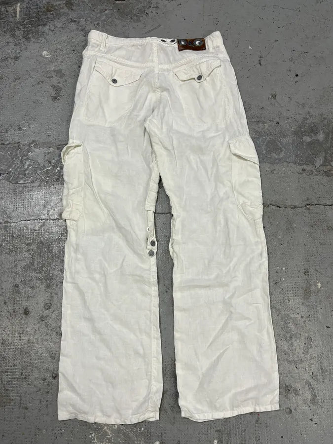 SS2004 Dolce & Gabbana White Linen Cargo Pants ItwxGfF 8