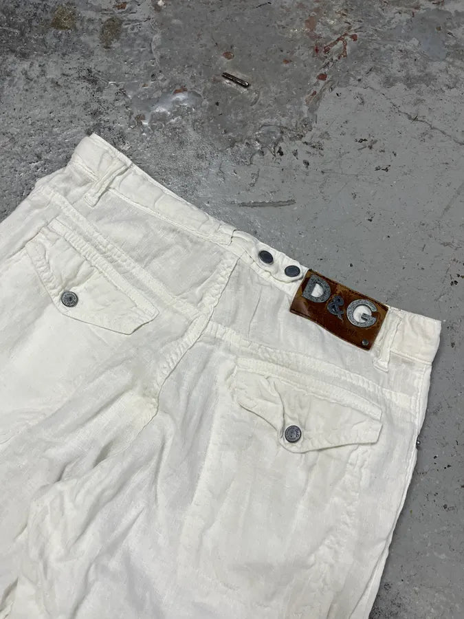 SS2004 Dolce & Gabbana White Linen Cargo Pants ItwxGfF 9