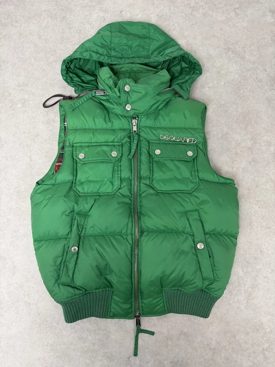 SS2004 Dsquared2 Canadian Green Puffer Vest Jacket HsiCbwA 0