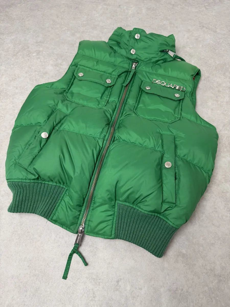 SS2004 Dsquared2 Canadian Green Puffer Vest Jacket HsiCbwA 5
