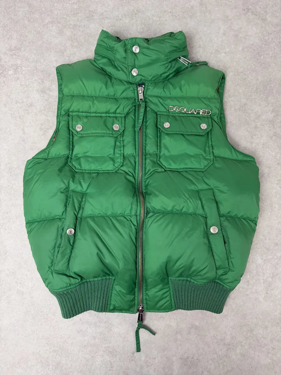 SS2004 Dsquared2 Canadian Green Puffer Vest Jacket HsiCbwA 7