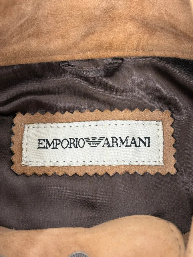 SS2004 Emporio Armani Beige Suede Leather Jacket cPfXgkZ 12