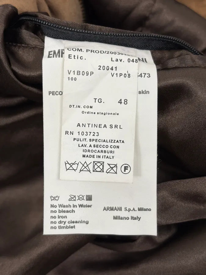 SS2004 Emporio Armani Beige Suede Leather Jacket cPfXgkZ 13