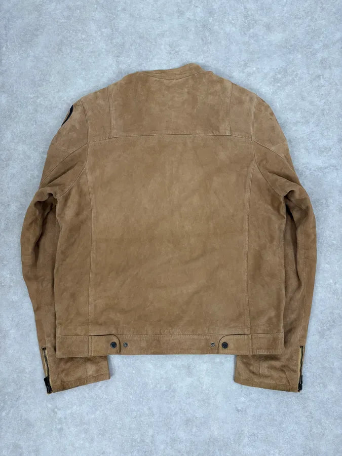 SS2004 Emporio Armani Beige Suede Leather Jacket cPfXgkZ 6