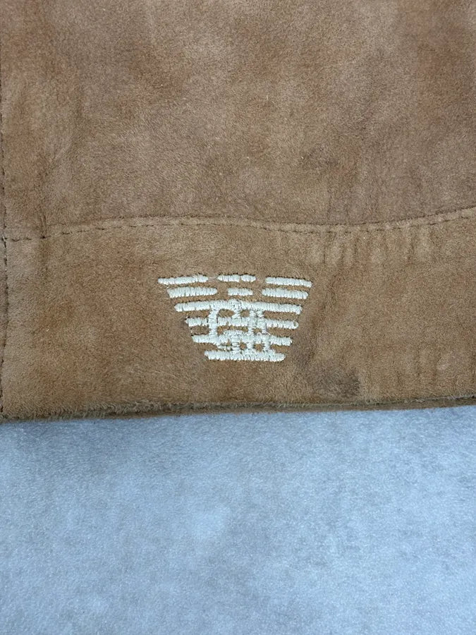 SS2004 Emporio Armani Beige Suede Leather Jacket cPfXgkZ 8