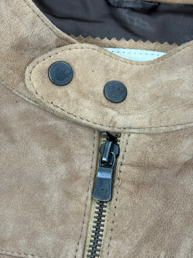 SS2004 Emporio Armani Beige Suede Leather Jacket cPfXgkZ 9