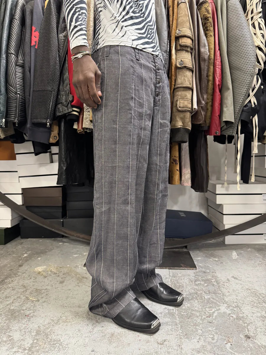 SS2004 Emporio Armani Grey Striped Cozy Pants  UNUoisV 1