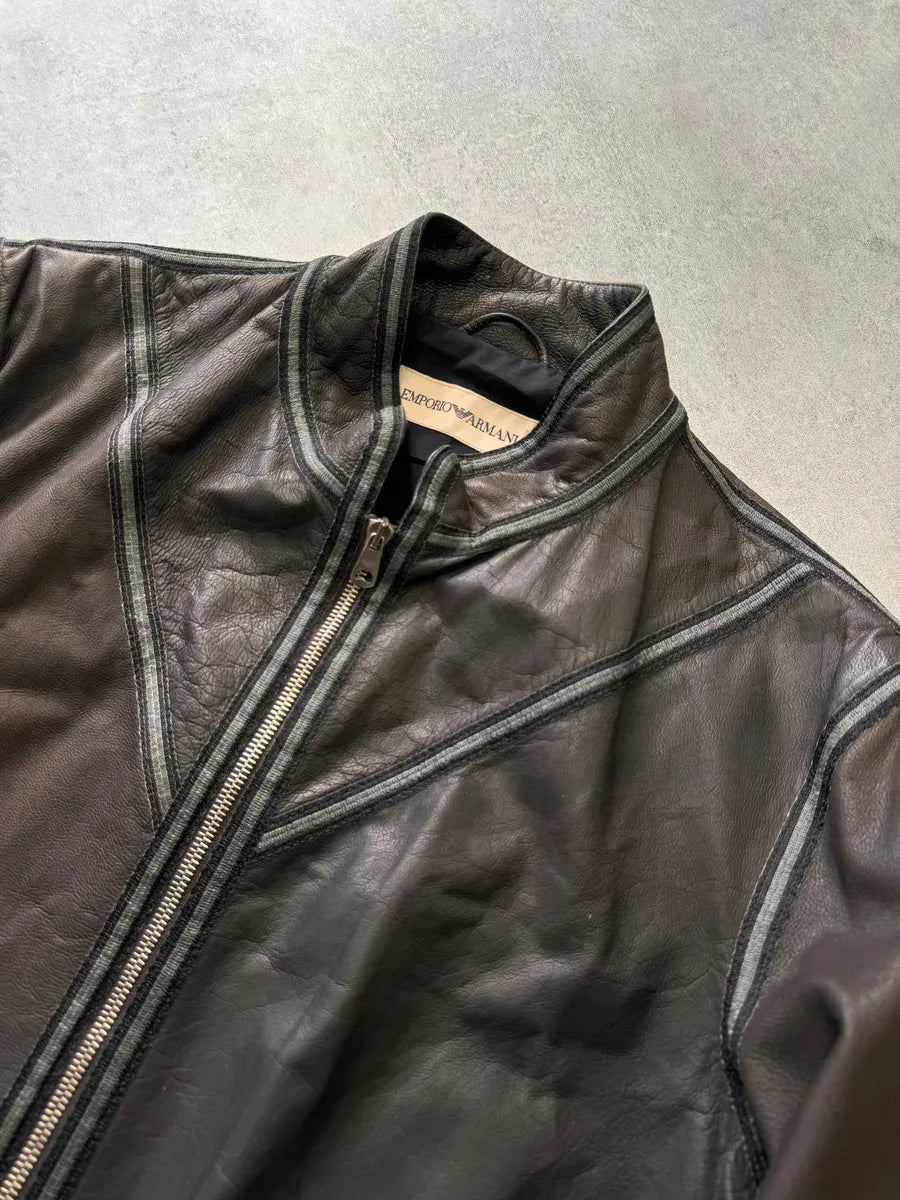 SS2004 Emporio Armani Symmetry Leather Jacket RGXCqSL 1
