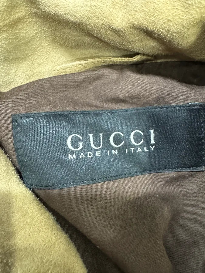 SS2004 Gucci Asymmetrical Multi Zips Biker Beige Suede Leather Jacket hMjhUeg 9