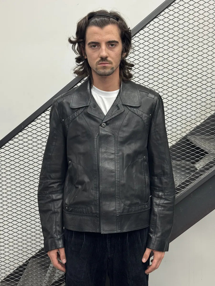 SS2004 Gucci Black Leather Premium Buckle Jacket by Tom Ford mKzESqj 1