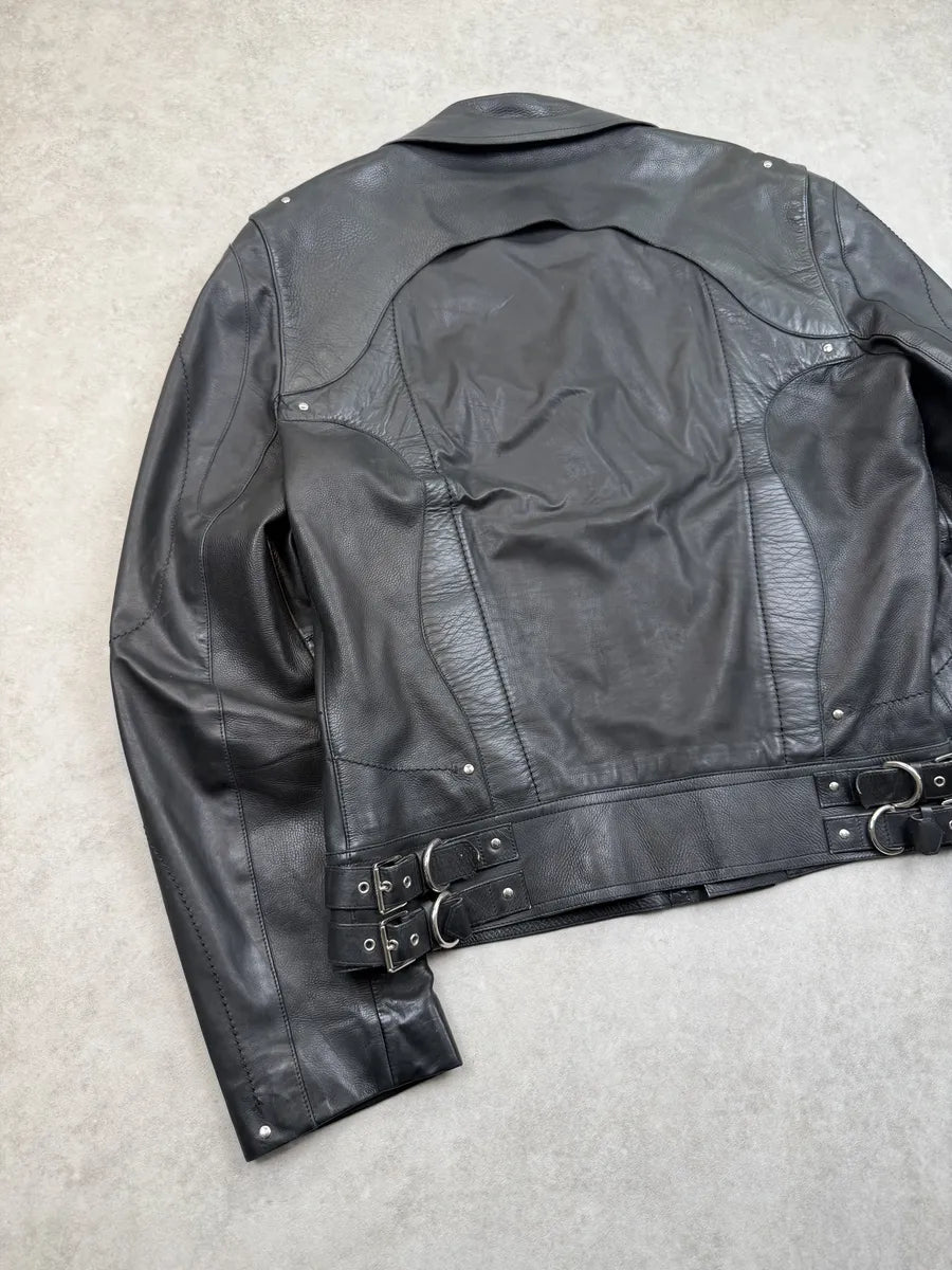 SS2004 Gucci Black Leather Premium Buckle Jacket by Tom Ford mKzESqj 5