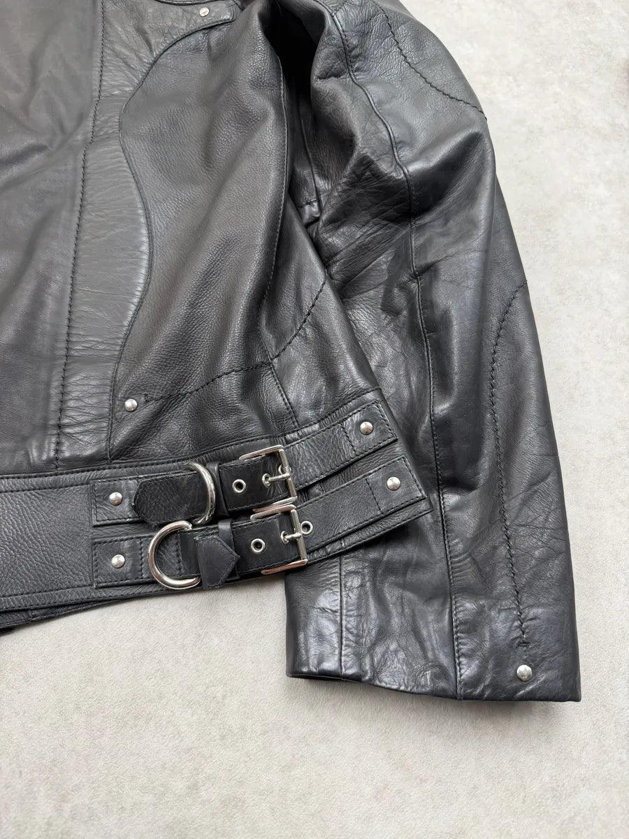SS2004 Gucci Black Leather Premium Buckle Jacket by Tom Ford mKzESqj 6