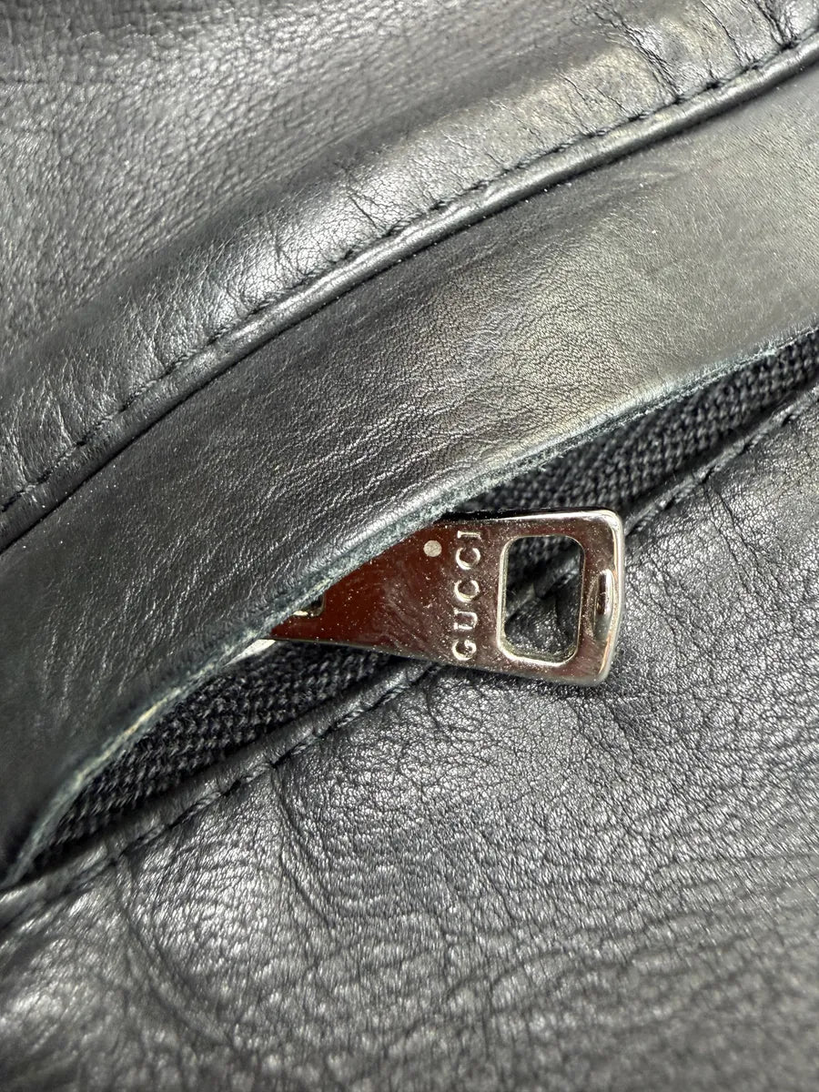 SS2004 Gucci Black Leather Premium Buckle Jacket by Tom Ford mKzESqj 8
