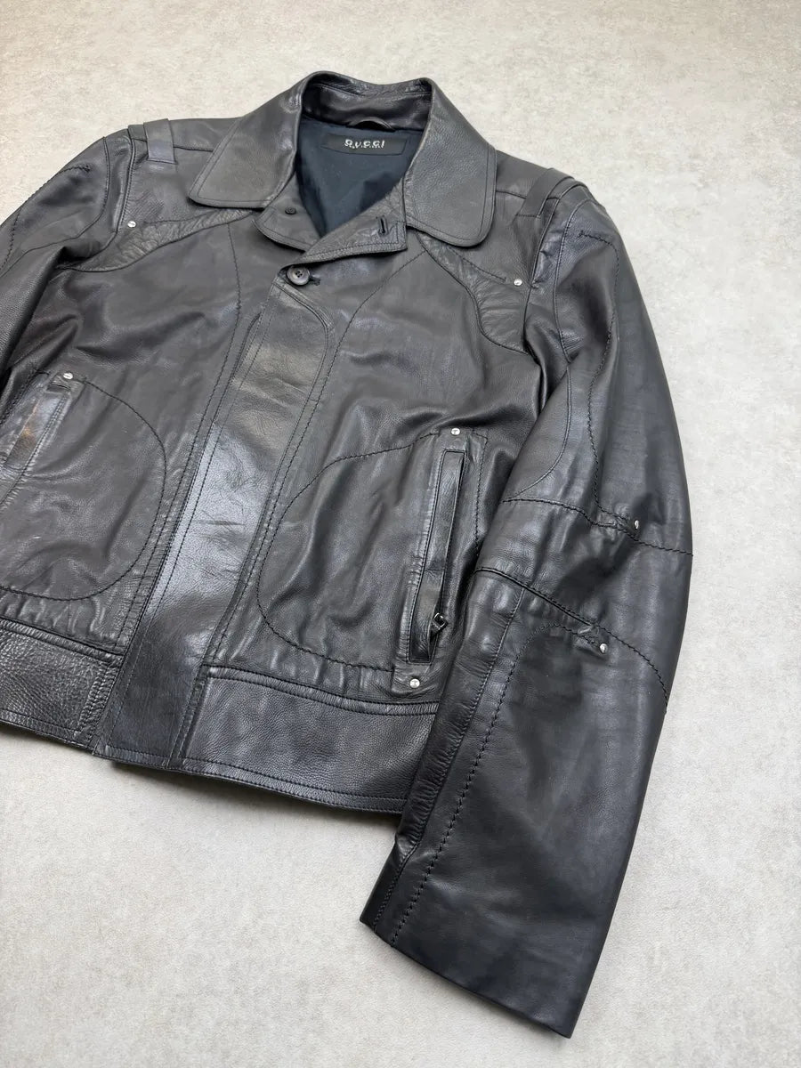 SS2004 Gucci Black Leather Premium Buckle Jacket by Tom Ford mKzESqj 9