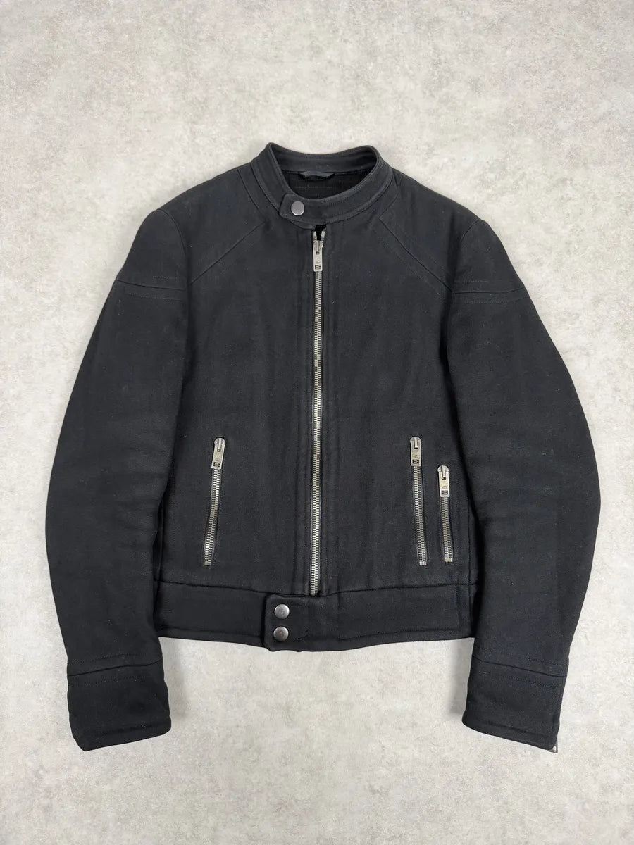 SS2004 Gucci Black Minimalist Biker Jacket rEWbGaJ 0