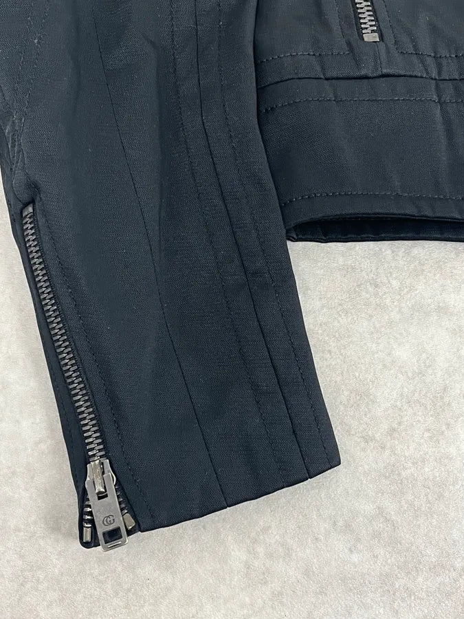 SS2004 Gucci Black Minimalist Nylon Biker Jacket EdFOEcR 7