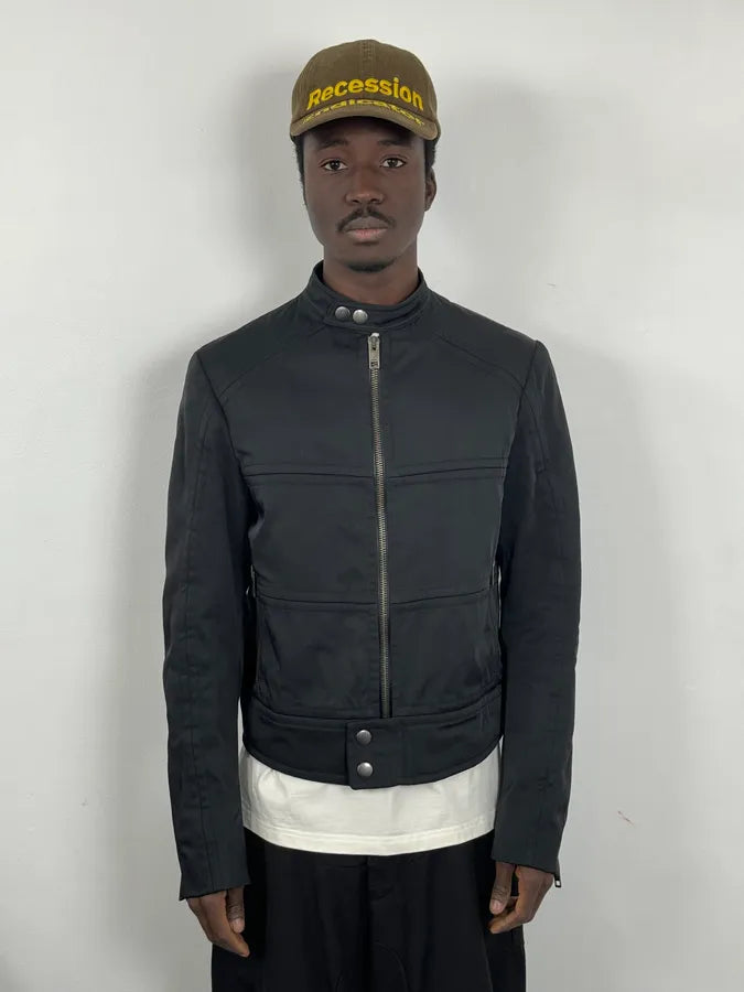 SS2004 Gucci Black Minimalist Nylon Biker Jacket EdFOEcR 1